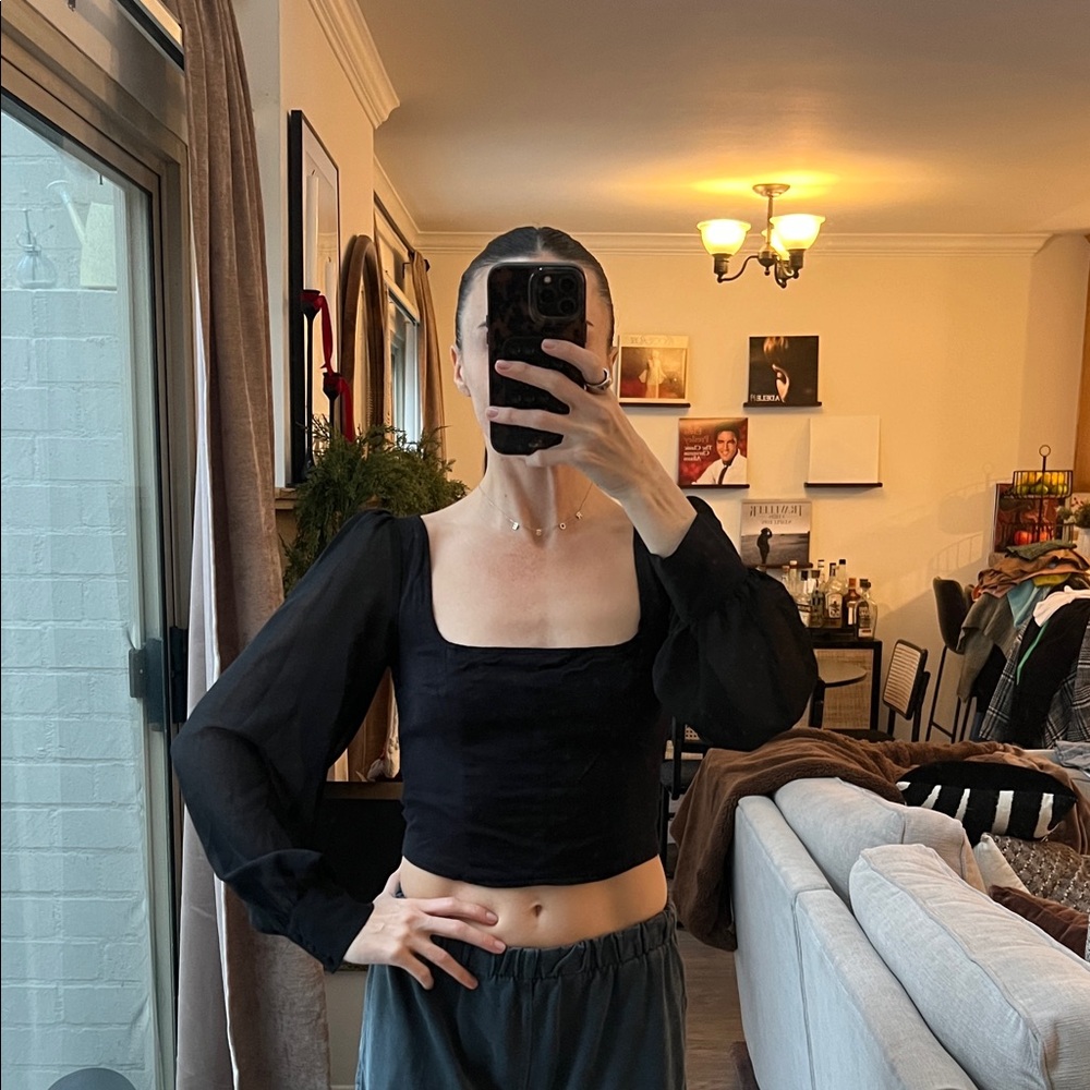 Urban Outfitters Black Long Sleeved Crop Top